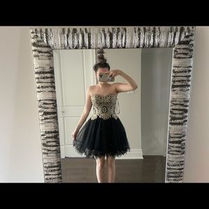 BLACK AND GOLD PROM/GRAD DRESS!!!
